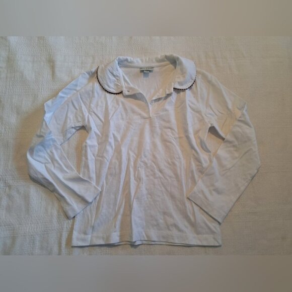 Papo d'Anjo girls size 10 years Peter Pan Collar long sleeved shirt, 2 button - Picture 1 of 4